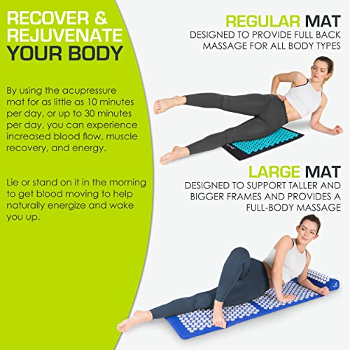 ProsourceFit Acupressure Mat and Pillow Set for Back/Neck Pain Relief and Muscle Relaxation - color: Black/Aqua, size: Large