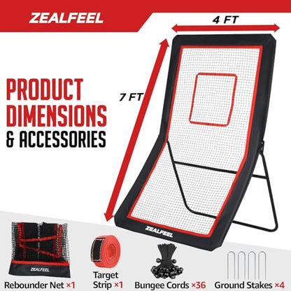 Lacrosse Rebounder, 4x7FT/4x6FT Volleyball Rebounder for Backyard with 5 Rebound Angles, Target Strip, Lacrosse Rebound Net Perfect for Lax Baseball Volleyball & Soccer Practice - size: 4×7ft Volleyball/Lacrosse Rebounder