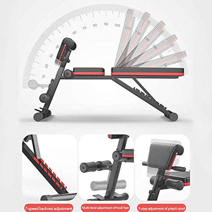 Foldable Weight Bench Sit-ups Dip Stand Home Strength Training Weightlifting Stand for Workout Weightlifting Fitness Training Dumbbell Bench Adjustable