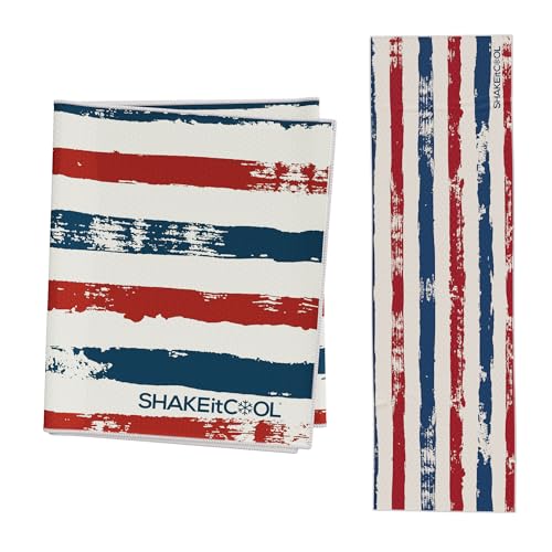 Extended Size Cooling Towel – Be Cool in Style - Heat Relief, Soft, Lightweight, Sun Protection, Easy Clean - Perfect for Biking, Hiking, Running, Yoga, Golf, Gardening - Vintage Flag - color: Vintage Flag