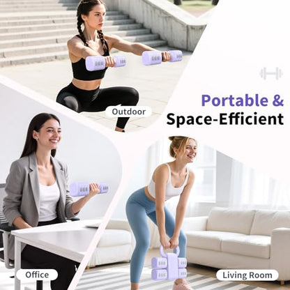 Hezeyferg 2-in-1 Adjustable Dumbbells Set, 4 Levels Weight Dumbbells Set for Women Men, Each 2.2/3.3/4.4/5.5lb Hand Weights with Kettlebell Form for Home Gym Exercise Training