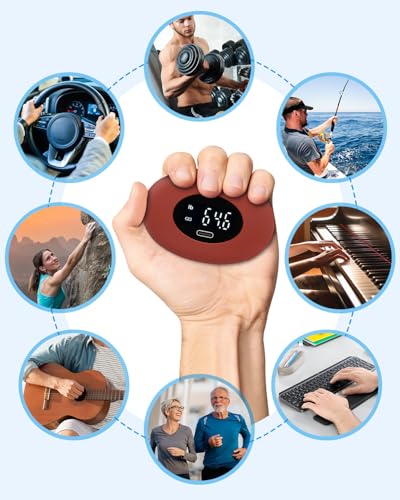 AMIR Hand Grip Strength Tester Trainer, Upgraded Rechargeable Electronic Hand Dynamometer up 395 Lbs (180kg) Forearm - Gripper-Finger Grip Strengthener Exerciser, Stress Balls for Sport Home - color: Red