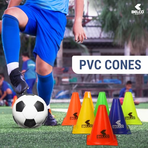 PVC Cones, Pack 6, 10 Space Markers and Ladder Agility, 4 Meter Combos (Multicolour, 6 Inch) - style: SET--1