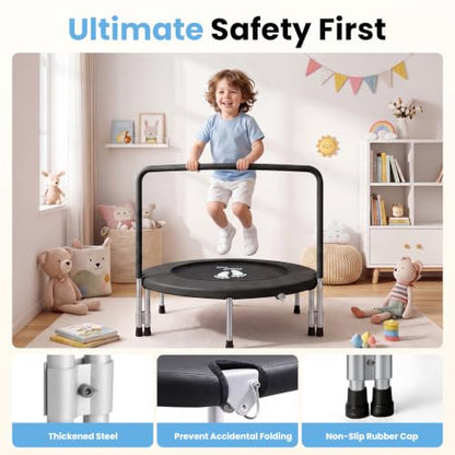 RAVS 36" Toddler Trampoline, Foldable Indoor Kids Trampoline with Handle - color: Black