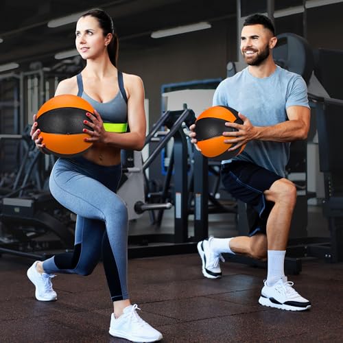 12lb Slam Medicine Ball Weighted Fitness Workout Ball with Rubber Shell Textured Grip for Core Strength, Exercise, Cardio, Balance and Flexibility Improves