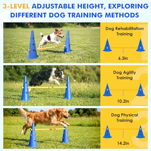 Wdmiya 18.9" Dog Agility Training Hurdle Cone Set with Adjustable Crossbar