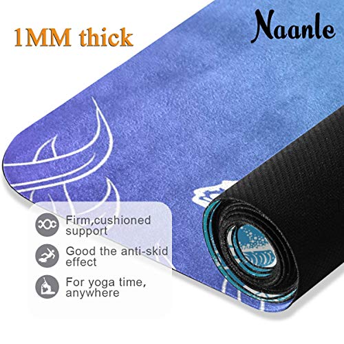 Naanle Sea Turtle Yoga Mat with Carrying Bag Set, Turtle Exercise Mat Foldable Non Slip Travel Lightweight Workout Rug for Home Gym Yoga Pilates Stretching Floor Fitness 71x26 in - color: White 03