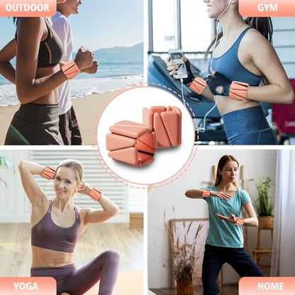T98 Wrist & Ankle Weights for Women Men, Wearable Wrist Weights Set of 2(1Lbs Each), Adjustable Arm Leg Bracelet Weights for Strength Training, Aerobics, Barre, Suit for Home Outdoor Workout