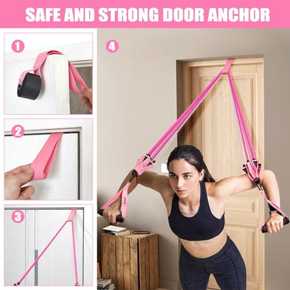 Resistance Bands, Ankle Bands for Working Out, Exercise Bands with Handles for Home Gym, Workout Equipment for Training Bands with Door Anchor, Legs Ankle Straps, Shape Body
