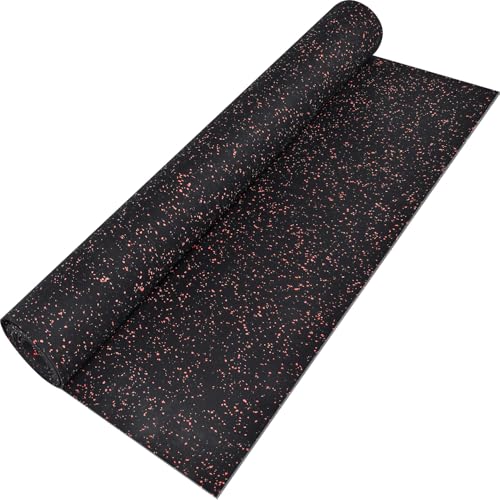 10' x 4' Feet/Roll - Gym Rubber Flooring Roll Mat, 120" x 48" inch/Roll Home Fitness Mat, Heavy-Duty Protective Exercise Mats Yoga Mat (Black Red, 10'x4' Feet)