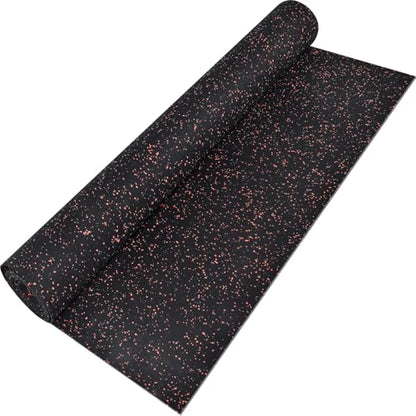 10' x 4' Feet/Roll - Gym Rubber Flooring Roll Mat, 120" x 48" inch/Roll Home Fitness Mat, Heavy-Duty Protective Exercise Mats Yoga Mat (Black Red, 10'x4' Feet)