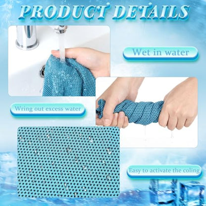 Honoson 10 Pcs Cooling Towels with Bottle, 47 x 12 in, Light Blue - color: Light Blue