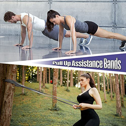 Resistance Band Pull Up Assistance Bands Sets Resistance Heavy Duty Exercise Stretch Fitness Bands for Stretching Power Lifting Workout Training with Instruction Guide
