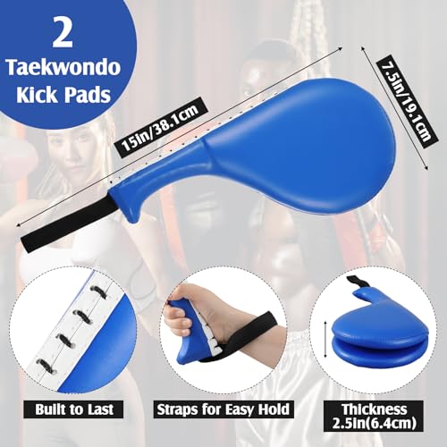 Gemscream 10 In1 Punching Mitts Kick Pad Set Taekwondo Pads Boxing Mitts Focus Pads Boxing Gloves Safety Head Guard Wrist Band for Kickboxing, Karate, Muay Thai, MMA Training - color: Blue