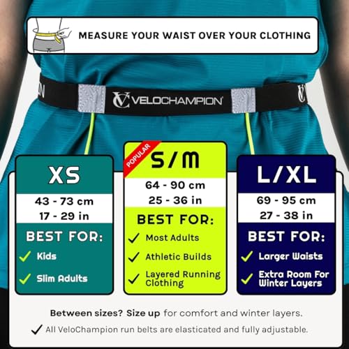 VeloChampion Lightweight Running Belt Waist Pack for Men Women - Elasticated Stretch Fit Race Number Holder - No Pins - 3 Sizes - Run. Triathlon. Cycle. Marathon. Jogging (1, X-Small) - size: X-Small