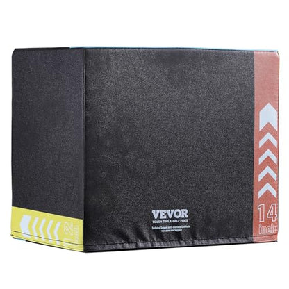 VEVOR 3 in 1 Plyometric Jump Box, Cotton Plyo Box, Platform & Jumping Agility Box, Anti-Slip Fitness Exercise Step Up Box for Home Gym Training, Conditioning Strength Training, Multiple Sizes, Black