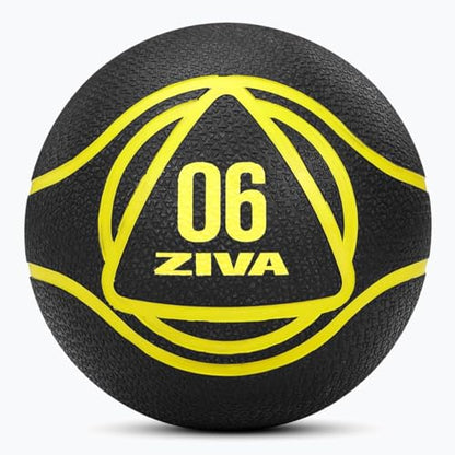 ZIVA Medicine Ball – Durable Rubber Weighted Ball with Easy-Grip Textured Shell for Core, Balance and Strength Training – Commercial Quality (Black, 4–20 lb) - style: 6lb Black