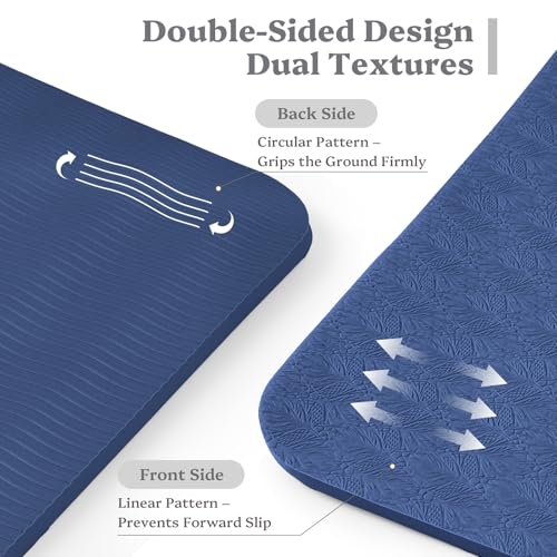 Foldable Yoga Mat Non Slip, Pilates Fitness Mats, 72" x 24" Extra Width ＆ Thick, Anti-Tear Exercise Mat with Carrying Strap and Bag, Workout Mats for Stretching,Yoga Studio,Gym or Home Workouts