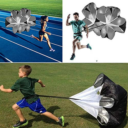 Running Speed Training 56 Inch 2 Umbrella Resistance Training Parachute with Adjustable Strap Free Carry Bag, Resistance Running Parachute for Football Soccer Training Kids Youth and Adults