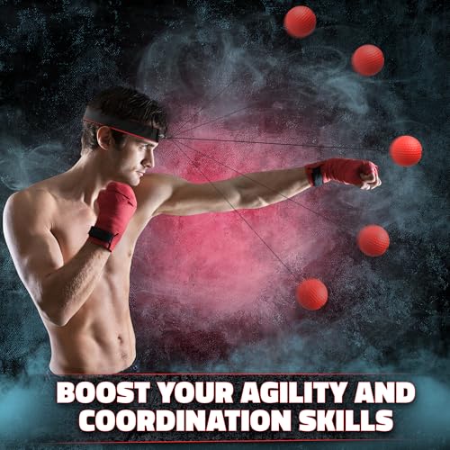 BURIUS Boxing Reflex Ball Set, 4 Balls and 2 Headbands, Reaction Training