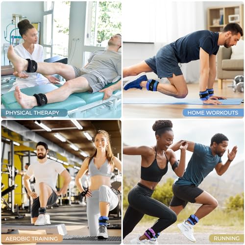 Sportneer Adjustable Ankle Weights for Women & Men, Leg Weights Set with Removable Weights, Upgraded with Handles for Easy Adjustment, Comfortable & Secure for Walking, Pilates, Workout