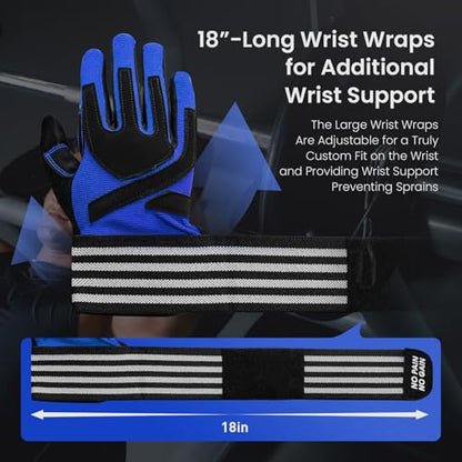 FINGER TEN Weightlifting Workout Gloves Men - color: Full-Blue, size: Medium