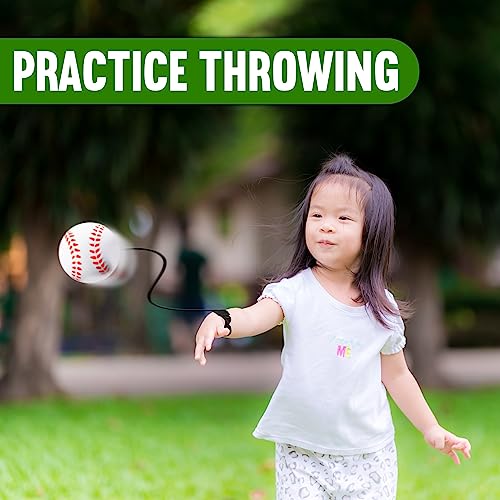 Playbees Reactive Practice Baseballs (3 Pack) – Personal Wrist Return Trainer for Solo Pitching & Catching Practice – High-Elastic Training Ball for Kids & Beginners – Compact Travel Set