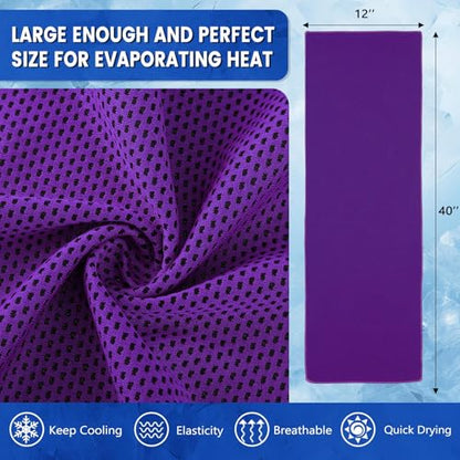 100 Pack Cooling Towels, 40"x12" Cooling Towels for Neck and Face Breathable Soft Chilly Sweat Rag Microfiber Sport Rags for Gym Yoga Golf Running - color: Purple