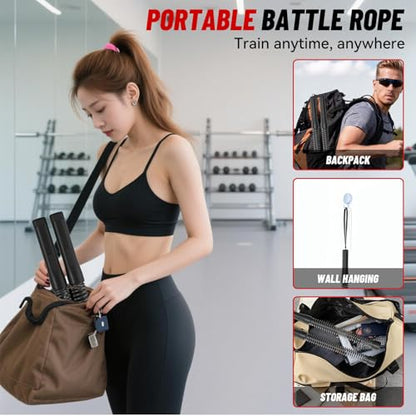 Cordless Ropeless Battle Ropes for Home Gym – Portable Weighted Workout Rope for HIIT, Cardio & Strength Training, Low-Impact Full Body Exercise Equipment for Men & Women