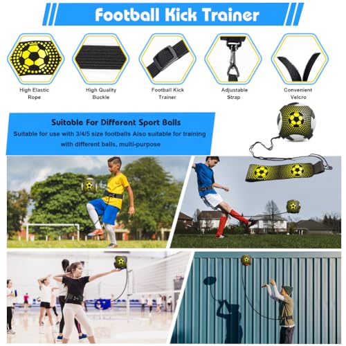 Soccer Speed Agility Training Set - 20FT Agility Ladder 12/16 Sports Cones and Soccer Kick Trainer Football Training Equipment Footwork Drills for Youth and Adults - color: Blue, style: Agility Ladder+Cones+Soccer Trainer