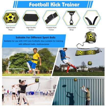 Soccer Speed Agility Training Set - 20FT Agility Ladder 12/16 Sports Cones and Soccer Kick Trainer Football Training Equipment Footwork Drills for Youth and Adults - color: Blue, style: Agility Ladder+Cones+Soccer Trainer