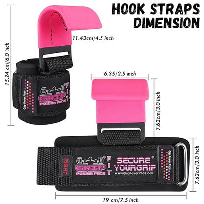 Weight Lifting Rod Hooks Heavy Duty Wrist Wraps Power Weight Lifting Training Gym Grips Straps Set of 2 - color: Classic PINK, size: WOMEN-Wrist Size Small/Medium