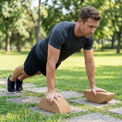VOSAREA Cork Yoga Block - High Density Natural Support for Pilates, Hot Yoga & Meditation - Non Slip Pilates Bricks for Balance, Stretching & Strength - Durable Fitness Prop for Beginners & Pros