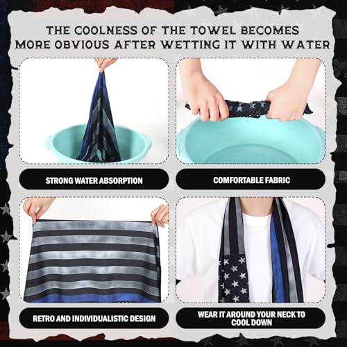 12 Pcs Flag Baseball Cooling Towels Bulk for Neck and Face 40" x 12" Sweat Towels for Hot Weather 4th of July 250th Anniversary Cooling Towel Microfiber Workout Rags for Gym Yoga Sport Running