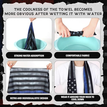 12 Pcs Flag Baseball Cooling Towels Bulk for Neck and Face 40" x 12" Sweat Towels for Hot Weather 4th of July 250th Anniversary Cooling Towel Microfiber Workout Rags for Gym Yoga Sport Running