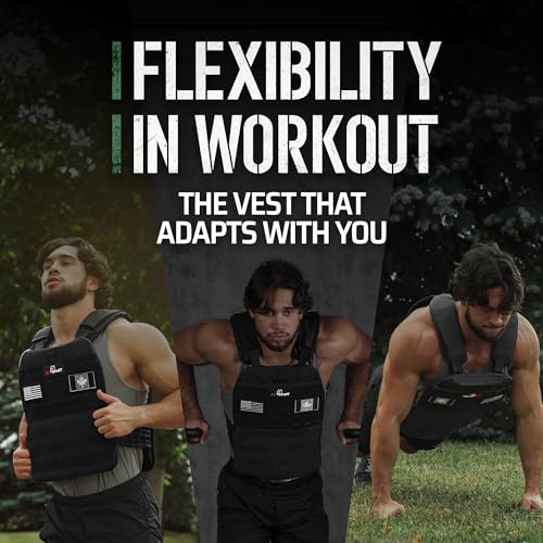 Amstaff Tactical Weighted Vest - Adjustable Weight Vests - Versatile Wearable Vest for Fitness Workouts, Strength and Endurance Training, Running - color: Black, style: 20 LB