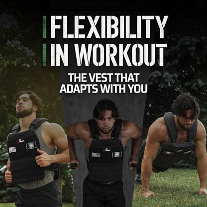 Amstaff Tactical Weighted Vest - Adjustable Weight Vests - Versatile Wearable Vest for Fitness Workouts, Strength and Endurance Training, Running - color: Black, style: 20 LB
