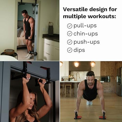 Jayflex CrossGrips Compact Pull Up Bar - Pull Up Bar Door Frame for Work from Home Fitness - Adjustable Door Frame Pullup Bar Handles - 250 lbs Capacity
