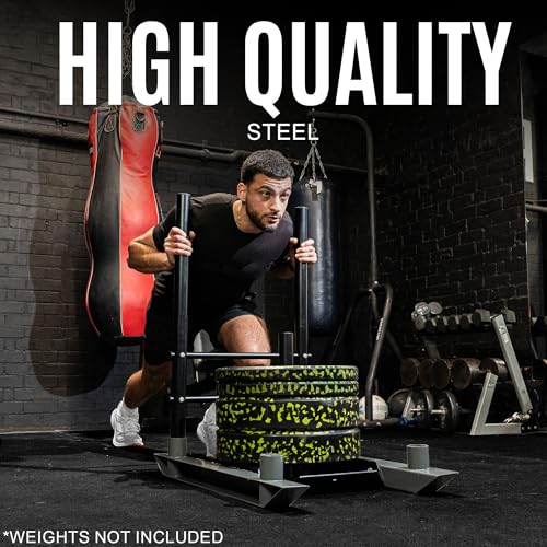 QUICKPLAY Weight Training Push/Pull Sled or Pull Sled Only- Heavy Duty Steel for Strength & Conditioning Workout Build Explosive Power, Speed & Agility- Folding, Compact Design For 50mm Olympic Plates