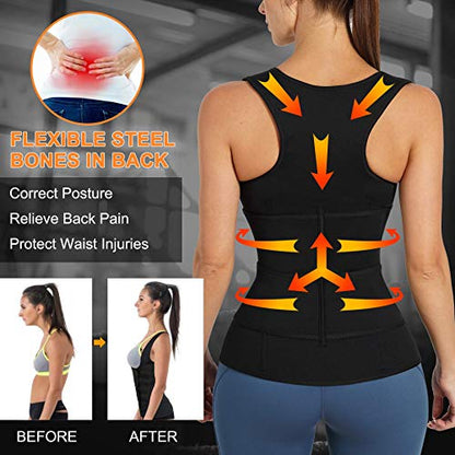 Nebility Womens' Sauna Sweat Vest Weight Loss Workout Waist Trainer - size: Medium