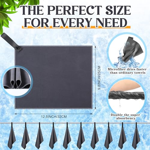 10 Pcs Quick Dry Microfiber Camping Towels 25x32 cm, Dark Gray - color: Dark Gray