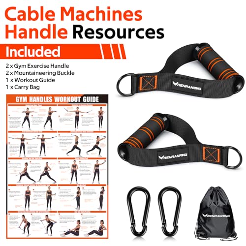 RENRANRING Gym Exercise Handles, Replacement Handle Attachments for Cable Machine Pulleys, Resistance Band and Strength Trainer, Pull Down Workout Accessories, Home Gym Add On Equipment