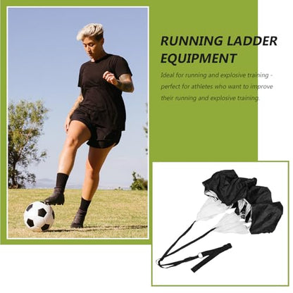 Resistance Training Parachute Running Drag Chute with Adjustable Waist Belt, Dual Black Resistance Chutes for Soccer Speed and Endurance Training, Youth and Adult Running Accessory