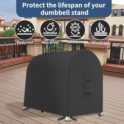Dumbbell Weight Rack Cover,600D Oxford A-Frame Dumbbell Rack Cover,Equipment Home Gym Set Cover,for Storage Fitness Dumbbells,Outdoor Waterproof Workout Barbell Covers,Adjustable Accessories Dust Bag