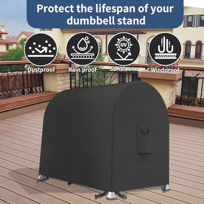 Dumbbell Weight Rack Cover,600D Oxford A-Frame Dumbbell Rack Cover,Equipment Home Gym Set Cover,for Storage Fitness Dumbbells,Outdoor Waterproof Workout Barbell Covers,Adjustable Accessories Dust Bag