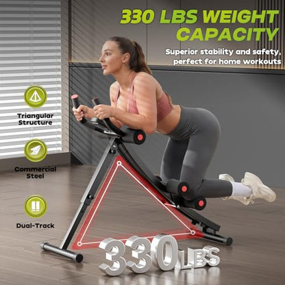 BODY RHYTHM Dual-Track Ab Machine with 4 Adjustable Heights, Foldable Core & Abdominal Exercise Machine, Total AB Workout Equipment for Home Gym, Ab Women Exercise Fitnes Trainer.