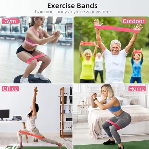 Resistance Bands Legs Hip Stretching Workout Elastic Rubber Loop with Exercise Fitness Guidance Men Women Yoga Pilates Gear Come with Carry Bag