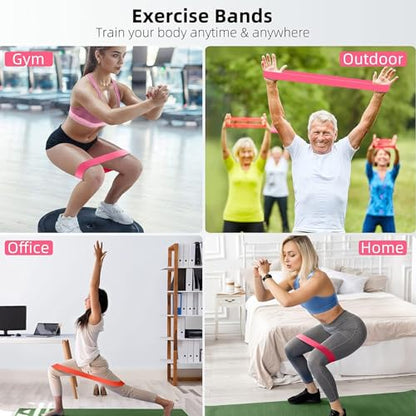 Resistance Bands Legs Hip Stretching Workout Elastic Rubber Loop with Exercise Fitness Guidance Men Women Yoga Pilates Gear Come with Carry Bag