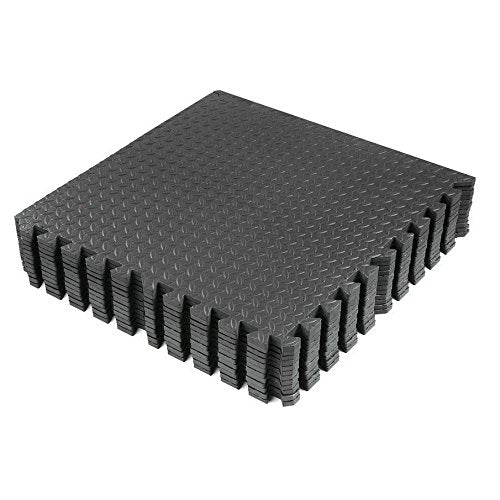 3/8" Thick 100 sq. ft. (25 pcs) Gym EVA Foam Floor Mats (24" x 24") | Steel Pattern, Black - style: Steel Pattern-Black