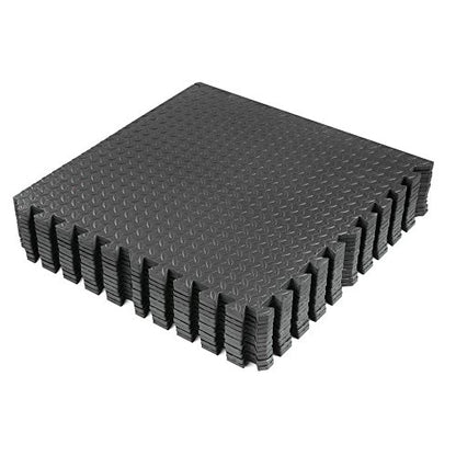 3/8" Thick 100 sq. ft. (25 pcs) Gym EVA Foam Floor Mats (24" x 24") | Steel Pattern, Black - style: Steel Pattern-Black